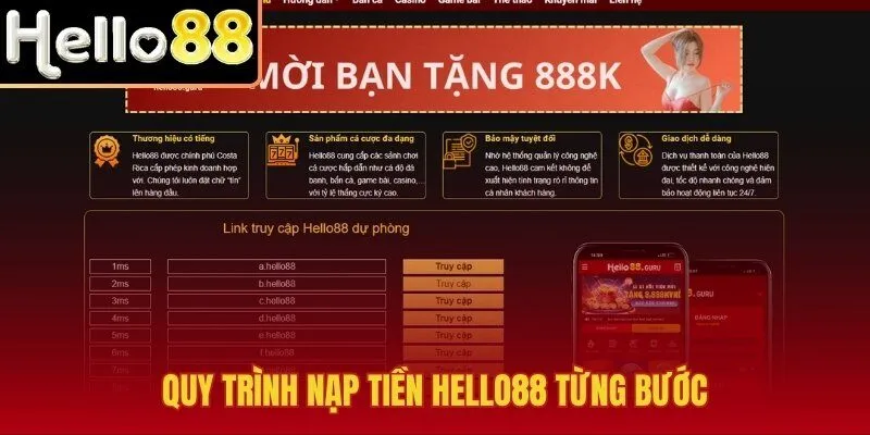 Quy trình nạp tiền Hello88 chuẩn cổng đúng nội dung