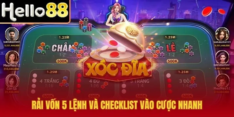 Xóc đĩa Hello88 cùng nhịp 5 lệnh và điểm dừng rõ