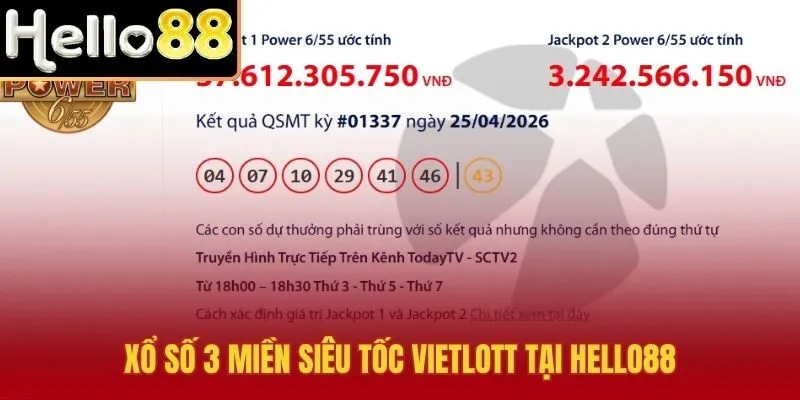 Xổ số 3 miền cùng Vietlott Siêu tốc trong một tài khoản